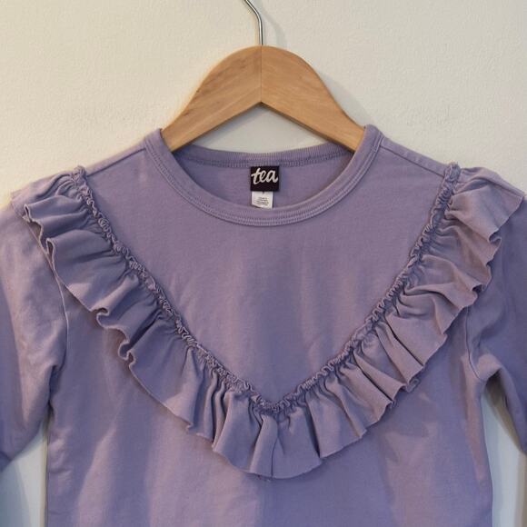 Tea Collection Ruffle Front Sweatshirt sz 7 Purple Long Sleeve Sweatshirt - Picture 7 of 7